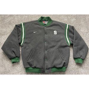 Vintage 90s 2XL XXL Nike Michigan State Spartans Snap Up Letterman Style Jacket